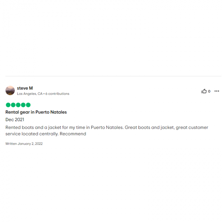 review gear rental agency in puerto natales