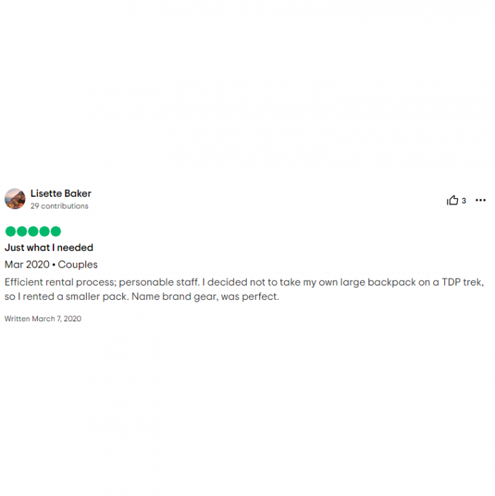 review gear rental agency in puerto natales